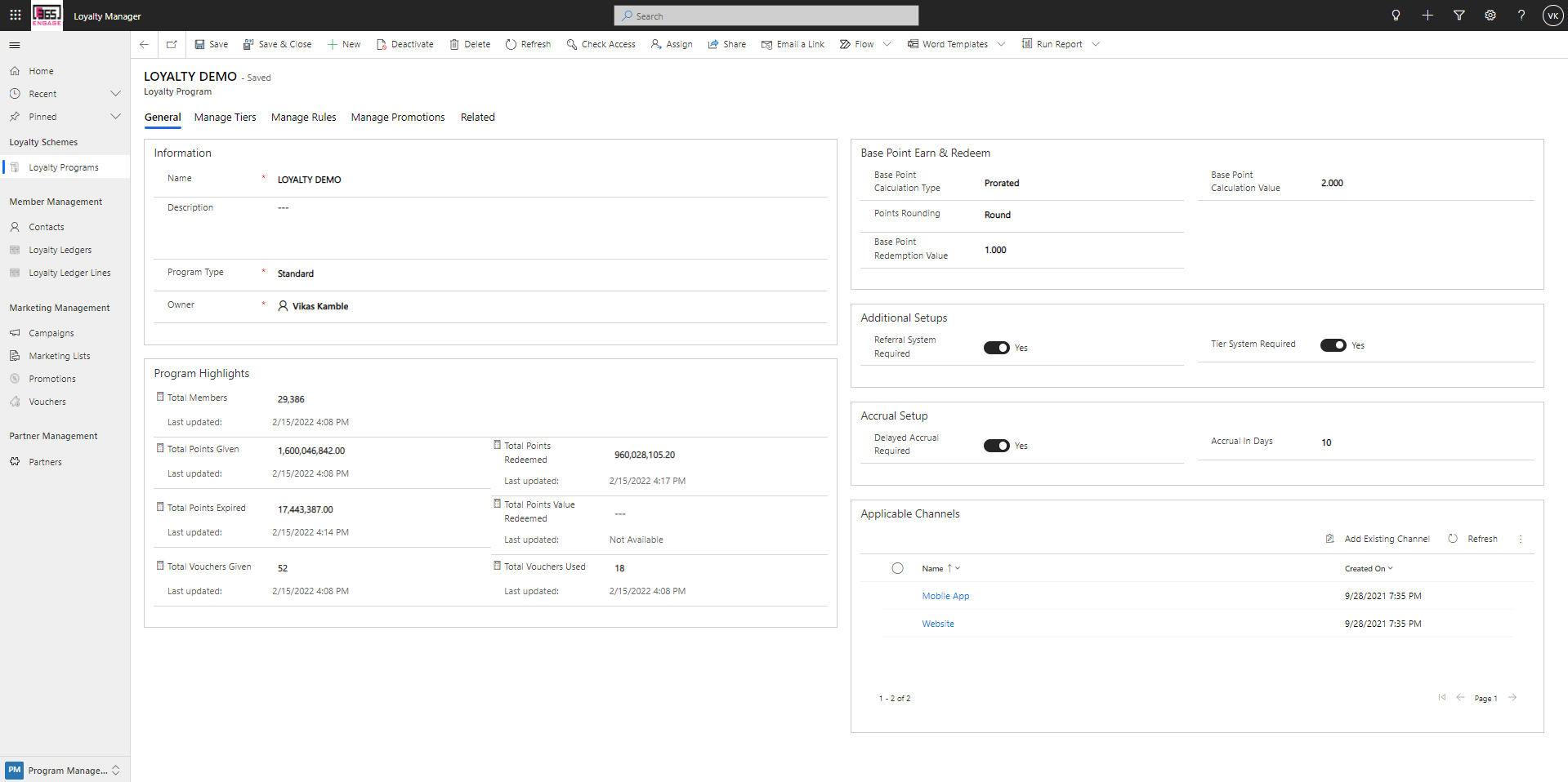 screenshot of Engage 365